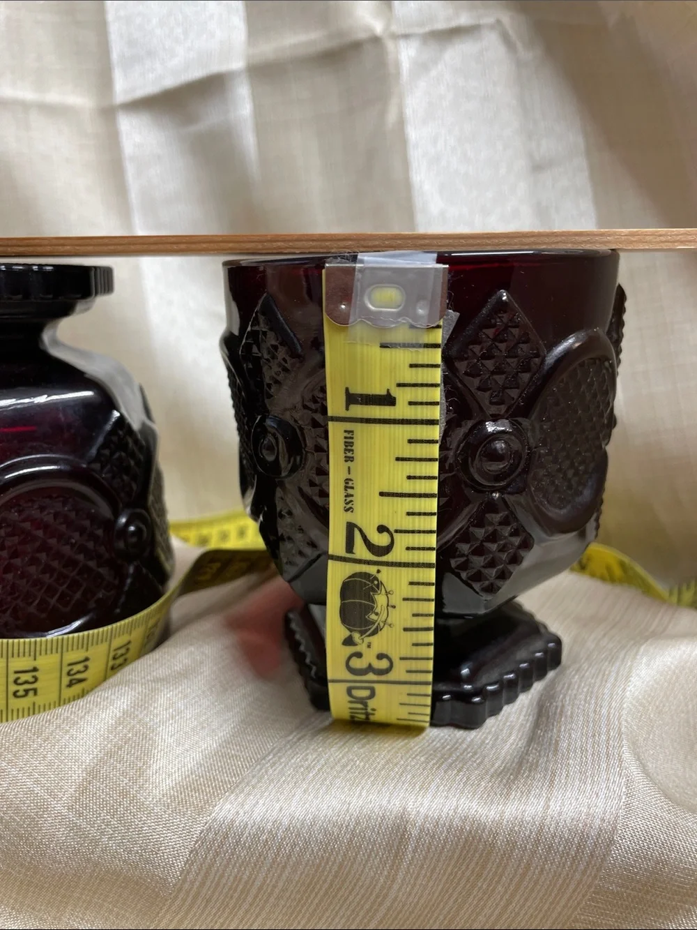 Avon Pair of Deep Red Ruby Pressed Glass Footed Tumbler
